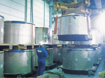 Tin plate storage on the 1st floor of the 7th Warehouse, Tomakomai Branch